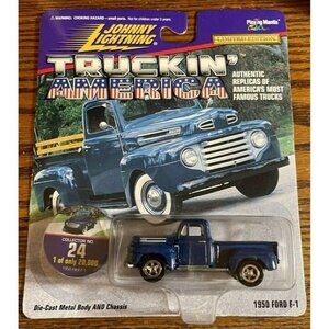 DIE CAST Johnny Lightning Truckin America 1950 Ford F-1 Blue Truck 24 1:64 New
